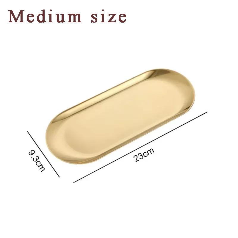 Stainless Steel Gold Tray Cosmetic Nail Art Tools Storage Dish Hotel Serving Tray For Dessert Cake Snack Towel Jewelry Organizer