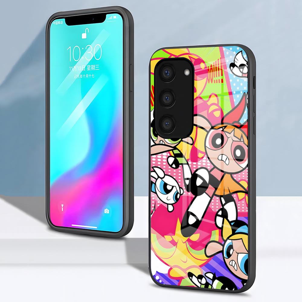 Чехол для телефона P-Суперкрошки Милый для Samsung S26 S25 S24 FE S23 S22 S21 Plus S20 Ultra Note20Ultra Черная стеклянная крышка