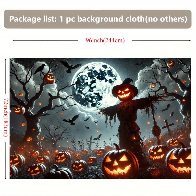 Background banner 1 piece, Halloween pumpkin ghost scare background fabric wall decoration, polyester fiber wall covering
