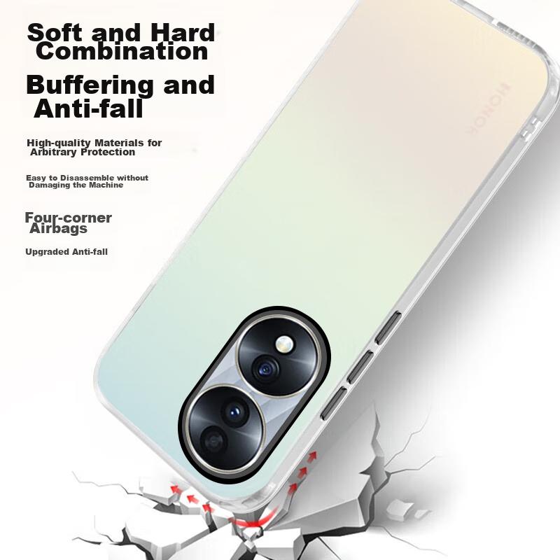 Phone Case Honor 70, Silicone Soft Edge Simple Semi-Transparent Full Protection Shockproof Laser Gradient Premium Frosted Hard