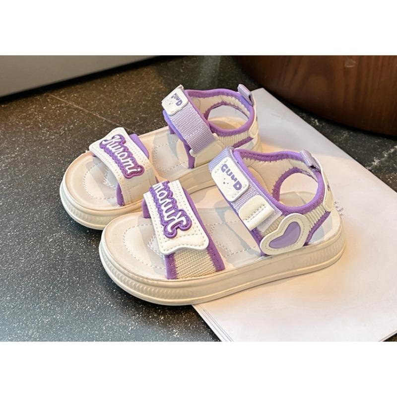 New summer hollow-out heart & letter open-toe beach sandals for girls