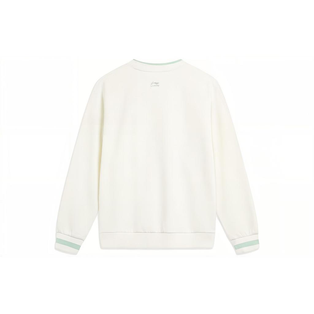 Li Ning Sports Lifestyle Series Геометрический цветочный свободный круглый вырез пуловер свитшот женская толстовка Off-White AWDT374-1