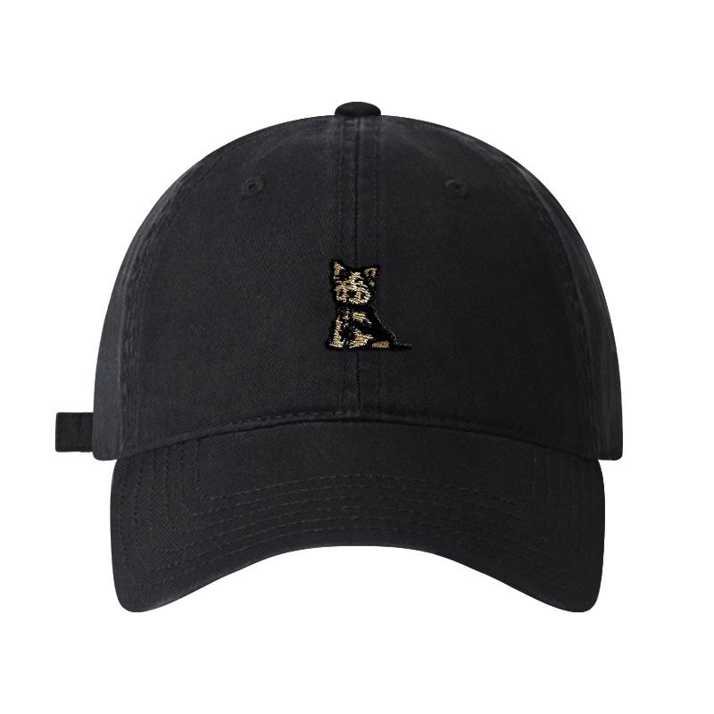 Summer New Cute Puppy Embroidery Dome Wide Brim Cap Couple Versatile Baseball Cap