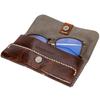 Pearl Genuine Leather Eyeglass Case with Magnetic Button Semi-Hard Closure, Brown, HFD-18