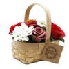 Soap Flower Bouquet Red Medium Wicker Basket