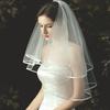 Свадебная фата, двухслойная, однотонная, с ленточным краем, свадебная фата из мягкого сетчатого материала, выпускной, косплей, фата с гребнем