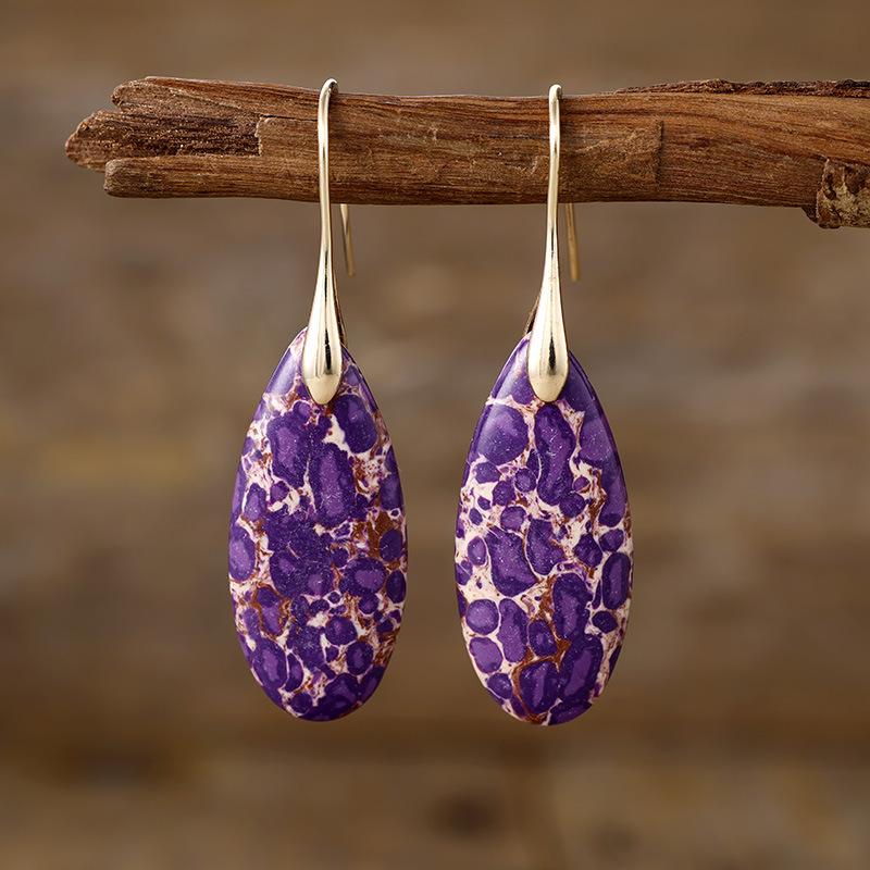 Bohemian Emperor Stone Water Drop Pendant Earrings European and American Popular Ins Jewelry