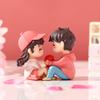2Pcs Couple Dolls Lovely Bonsai Realistic Sweet Expression Bright-colored Small Girl Boy Couple Figurines Dollhouse Supplies