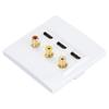 86mm Wall Plug Plate 3 Port HD Multimedia Interface 3 Port RCA Wall Plate HD 4K 1080P 60Hz