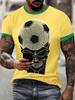 Best-selling Brazilian Football Style 3D Digital Printed T-shirt Men's Summer Street Quick-drying Breathable Round Neck Loose Sp