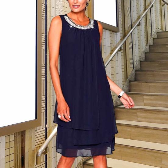 Женское платье, многослойный дизайн, быстросохнущая уличная одежда, стильная задняя кнопка для повседневной жизни