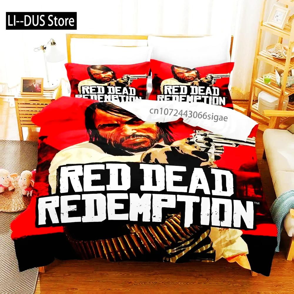 Нежить Кошмар Red Dead Redemption Комплект постельного белья Пододеяльник Постельный комплект Чехол на одеяло Наволочка Одеяло Размер King Queen Для мальчиков Взрослый