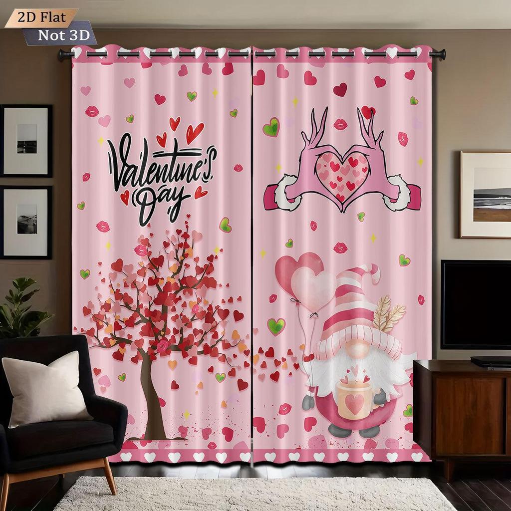 Затемняющие шторы с цифровым принтом в виде сердца ко Дню святого Валентина, Полиэстер на заказ с высокой степенью защиты от солнца.