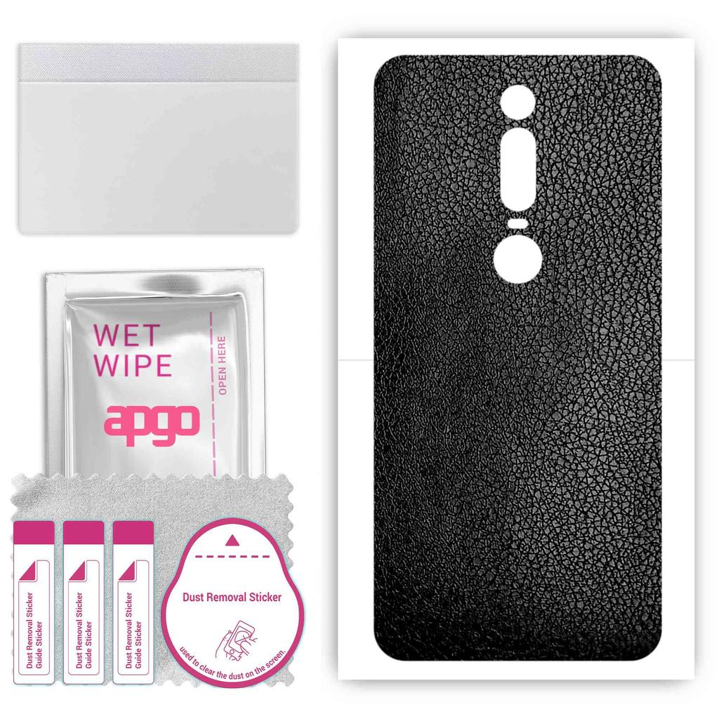 apgo Protective Skin Sticker for the Back Compatible with Huawei Mate RS P P Design, Wrap Film, Foil, Vinyl - Pattern Black Leather