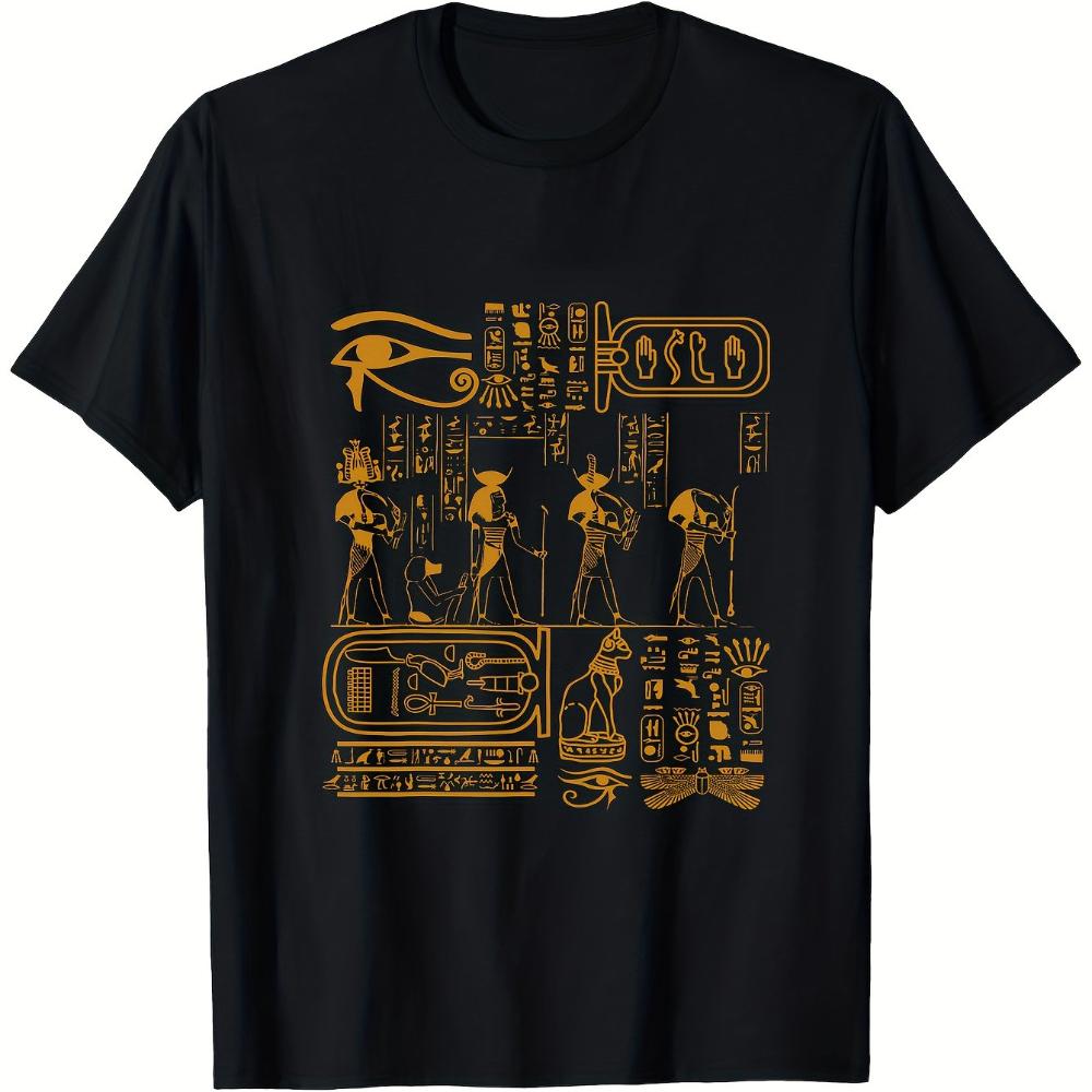 Egyptian Hieroglyphics Egypt Art Design TShirt Cottong Clothing Graphic Short Sleeve Shirt AllSeason Unisexs TShirt