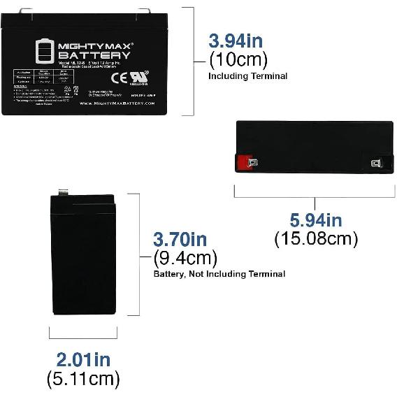 Аккумулятор Mighty Max 6V 12AH F2 SLA Запасной аккумулятор для Yuasa MP10, NPX-50, NP12-6