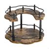 Wooden Turntable Tray Condiments Organizer 2 Tier Rotating Vanity Storage Multipurpose Round Lazy