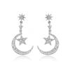 Trendy Gold Alloy Star Moon Earrings Sparkling Fashion Dangle Earrings For Women
