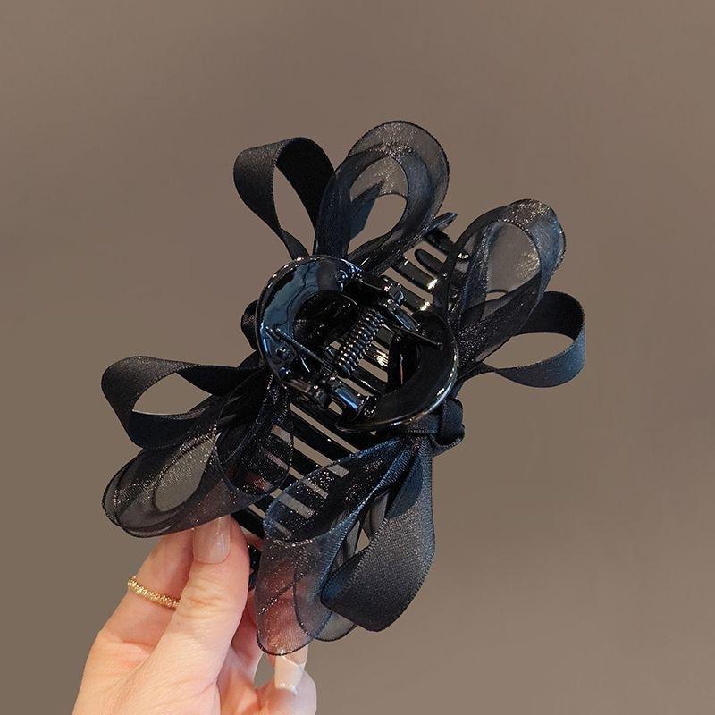 Bow Hair Clip Black Transparent High End Elegant Hair Accessory Acrylic Material for Girls Back Head Date Outfits