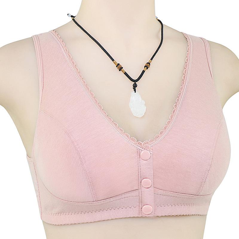 Нижнее белье с кружевной кромкой и пряжкой спереди для женщин. Хлопковый жилет в стиле бюстгальтер для среднего и пожилого возраста без стального кольца. Нижнее белье для женщин.