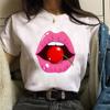 New Fashion Women Tshirt Watercolor Lips Printed Tops Tee Casual Short Sleeve Female Tee Shirts Harajuku Graphic T-Shirts Femme