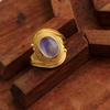 Moonstone Statement Ring Yellow Gold Plated 925 Sterling Silver June Birthstone Jewelry