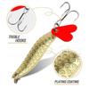 10Pcs Fishing Metal Spoon Lure Kit Set Gold Silver Baits Sequins Spinner Lures with Box Treble Hooks Fishing Tackle Gear