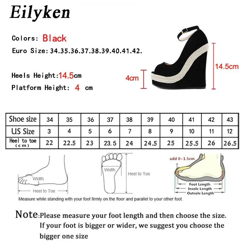 Модные летние босоножки на платформе Eilyken, уличный стиль, с открытым носком, однотонные, на танкетке, высокие каблуки, женские, соломенные, для вечеринки, с ремешком вокруг лодыжки