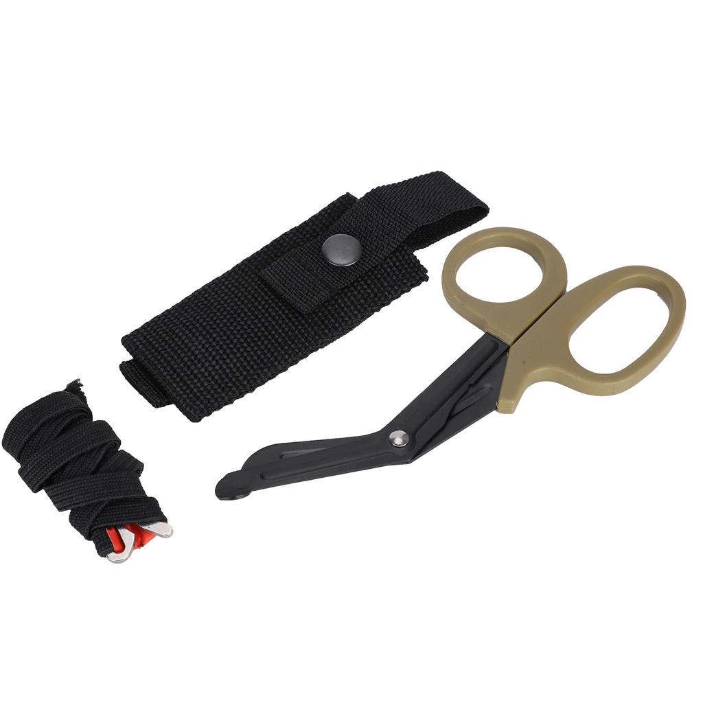 Ножницы для перевязки Ножницы для выживания в чрезвычайных ситуациях Тонкие зубья для резки Холщовая сумка Жгут