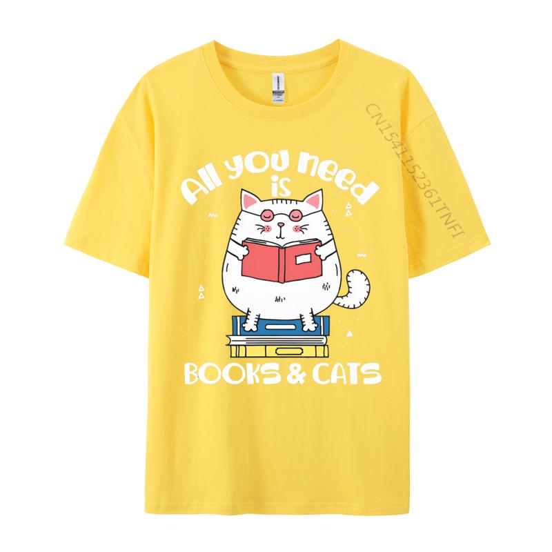 Unisex Funny Tshirts All You Need Is Books Cats Tshirts Reading Book Tshirt Fashion Cotton Tees Custom New Tops Tees