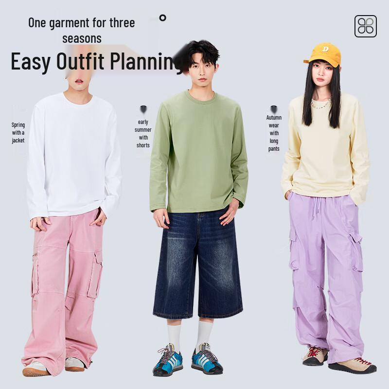 MINISO Мужская футболка с длинным рукавом из чистого хлопка с нашивкой-граффити MK