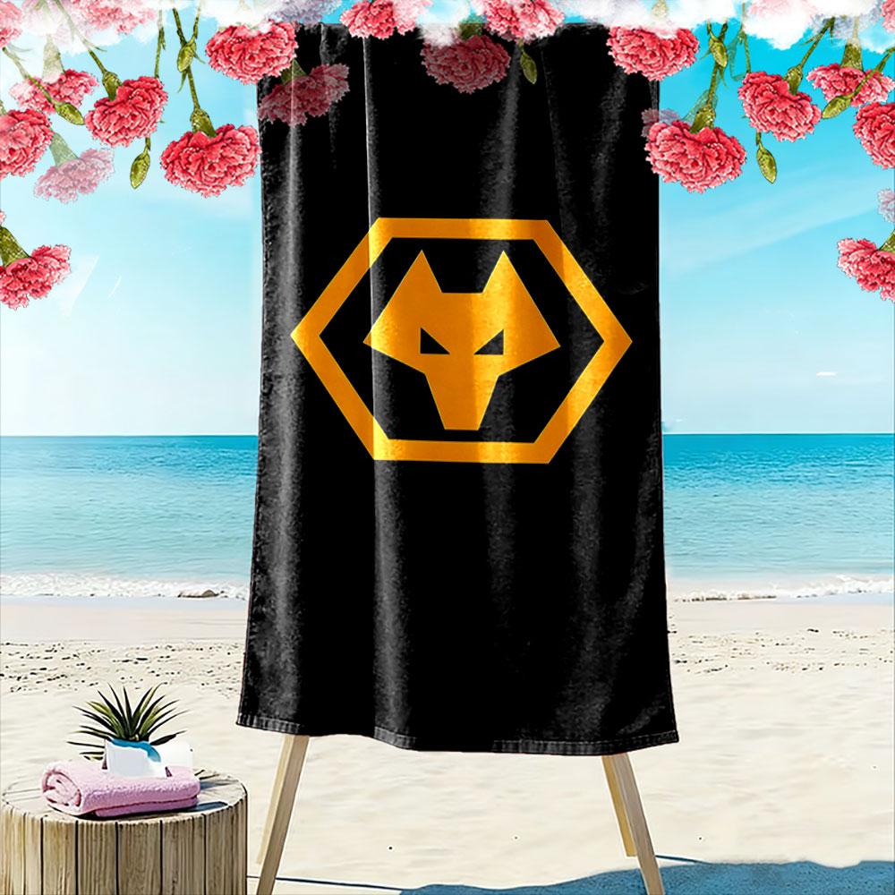 Bold geometric wolf design Print beach towel, quick drying, suitable for travel, outdoor sports, jogging, the beach and swimming, gift