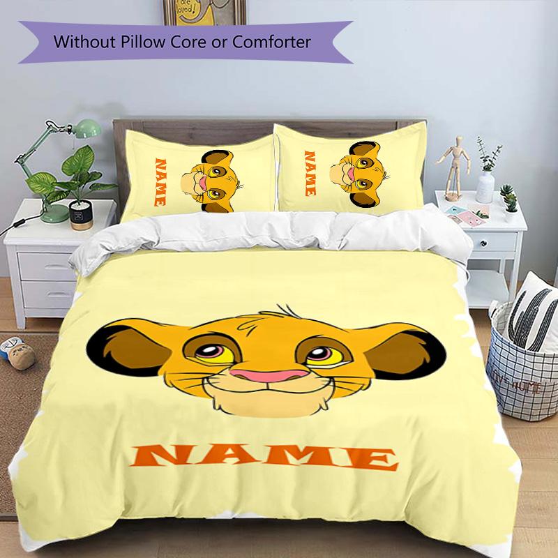 3pcs Lion King3 Cover Set - Personalized Name, HD Printed Bedding with 1 Cover and 2 Pillowcases - Perfect for Home Decor, Easy Care