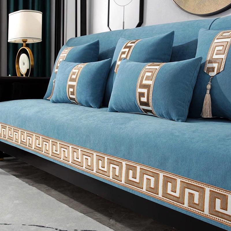 Ретро Шенье Софа Мат Прочный Вышитый Подушка для Сиденья Дивана Предотвращает Царапание Кошками Домашнее Украшение Противоскользящий и Пылезащитный Чехол для Дивана Полотенце