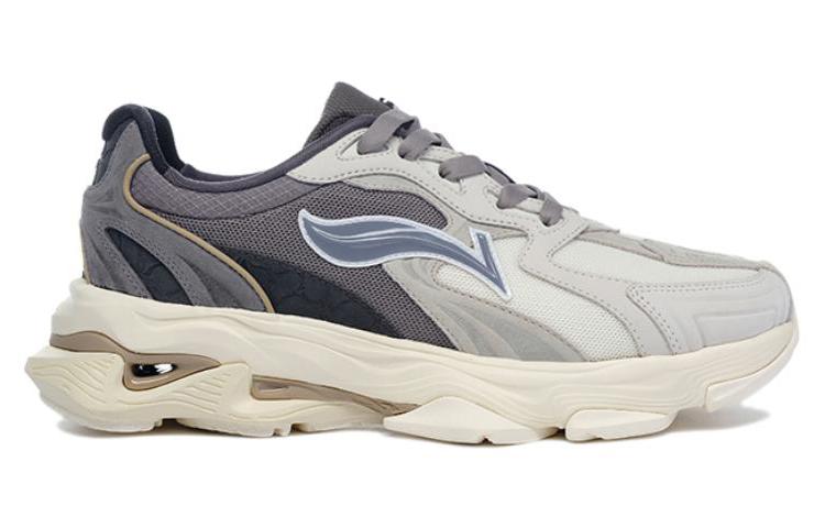 LI NING 1990 Cushioning Slip Resistant Abrasion Resistant Low top Casual Shoes Men's White Gray ALJS033-3