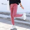 Women Sweatpants Elastic Waist Adjustable Drawstring Casual Harem Pants with Pockets Solid Color Casual Trousers
