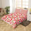 Red Cherry Printed Bedding Set Cartoon Tropical Fruit Duvet Set Three-Piece Set