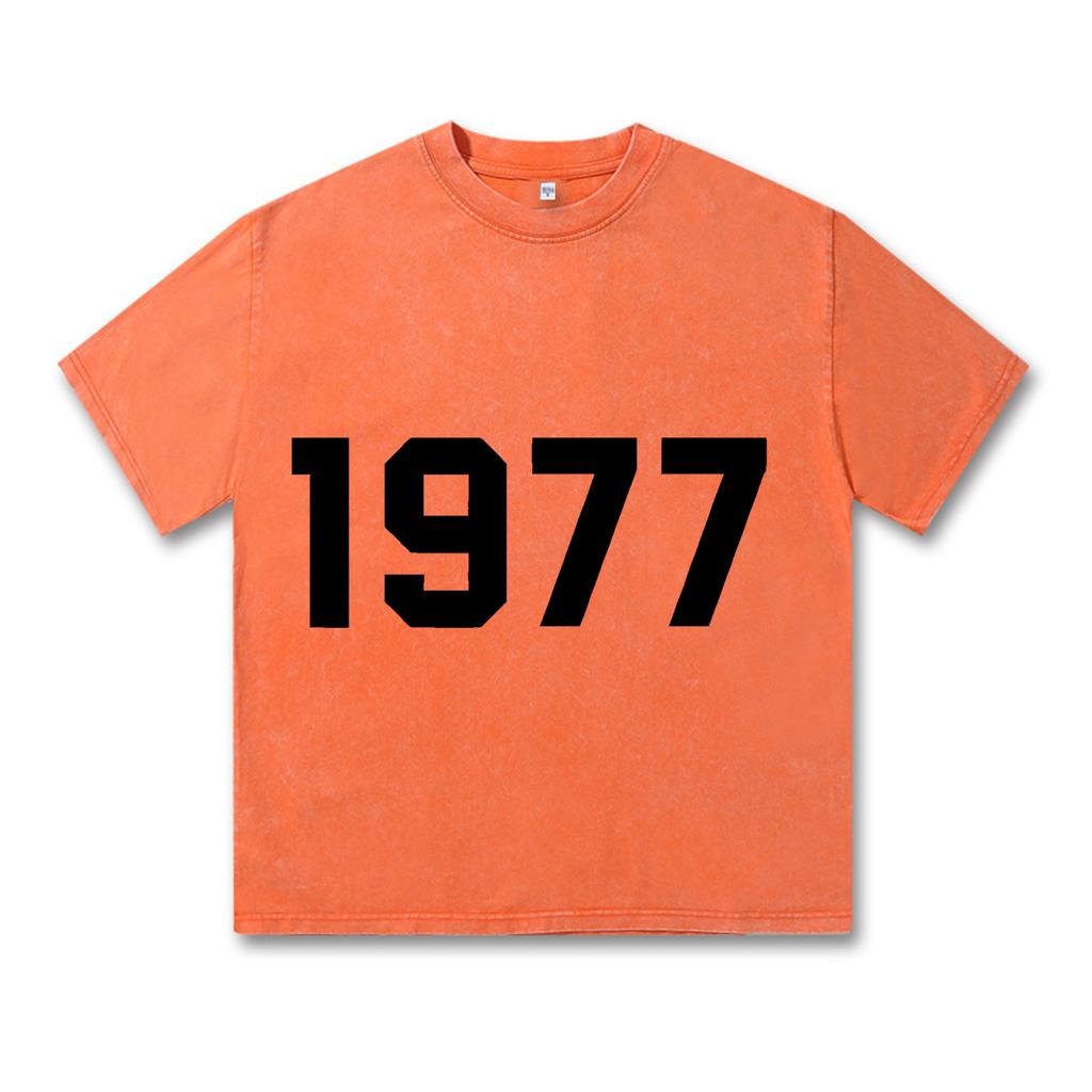 Ретро стираная винтажная футболка 1977 года Футболка 1977 года Женская модная повседневная толстовка-пуловер Женская футболка 1977 года