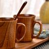 Японская креативная кружка с ручкой, офисная кофейная кружка, деревянная кружка из ююбы, бытовая термостойкая чайная кружка, посуда для чашек