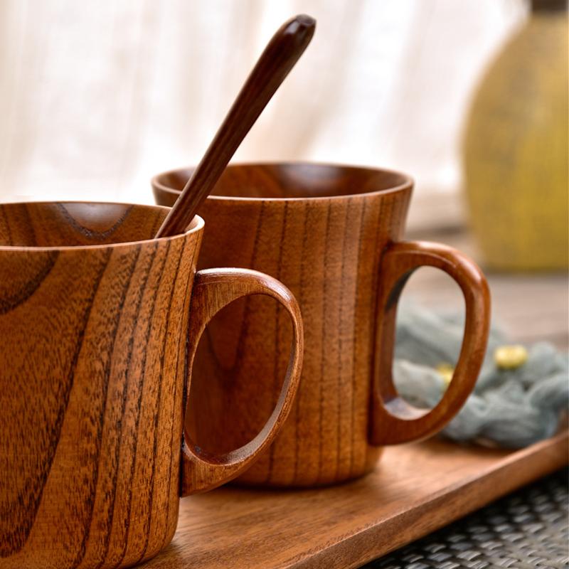 Японская креативная кружка с ручкой, офисная кофейная кружка, деревянная кружка из ююбы, бытовая термостойкая чайная кружка, посуда для чашек