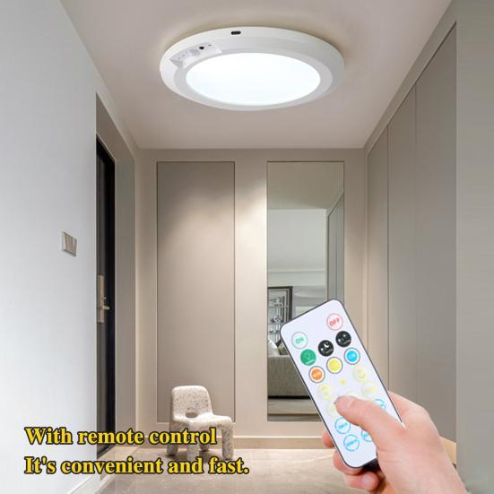 Потолочный светильник с датчиком движения и пультом дистанционного управления, 3 цветовых температуры, регулировка яркости, простота использования