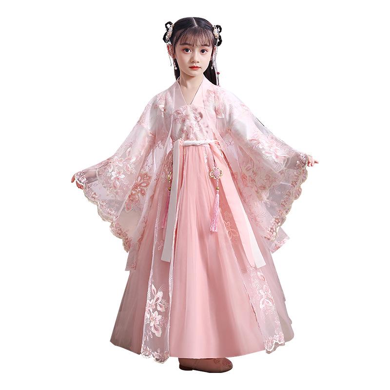 Девичье платье ханьфу: Супер Сказочная Принцесса Длинный Рукав Китайский Стиль на Осень/Зиму