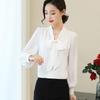 2025 Spring Shirt New Chiffon Shirt Women's Korean Style Bow Temperament Top Fashionable and Slim