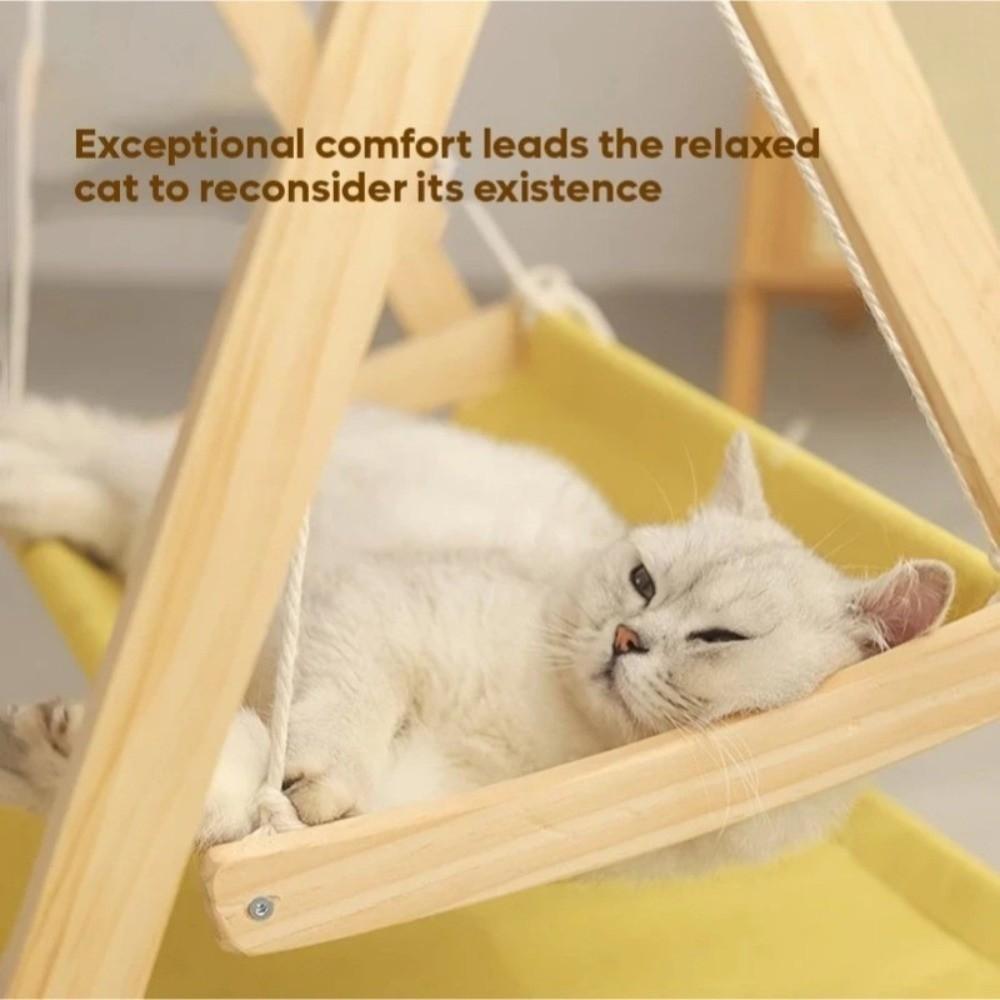 Solid Wood Cat Cradle Bed Thickened Cat Swing Hanging Bed New Cat Hammock Bed Pet Small Bed