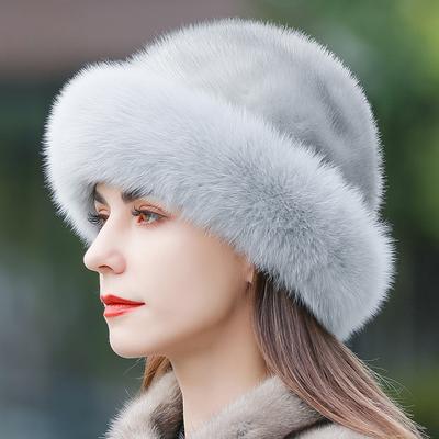 Меховая шапка женская зимняя корейская версия из теплого меха норки Джокер зимняя шапка из лисьего меха снежного рыбака.