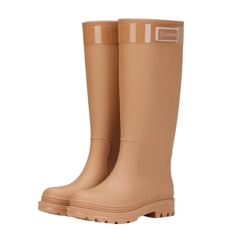 Fashion PVC High Tube Rain Boots Non-slip Thick Bottom Outdoor Water Shoes Rubber Shoes Waterproof Rain Shoes For Women