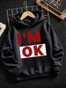 Худи для мальчиков I'M OK с крупной надписью - Розово-черное контрастное худи с белой надписью