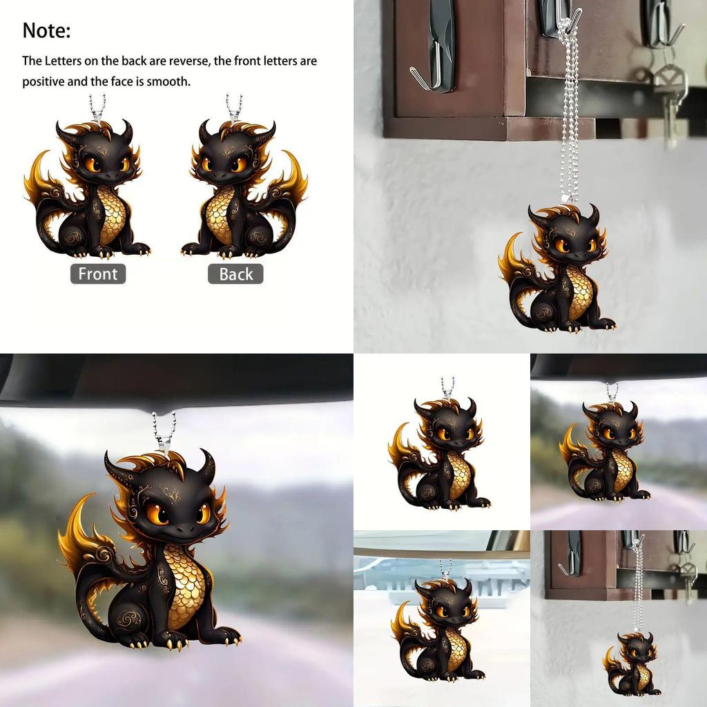 Стильный акриловый подвесной орнамент в виде черного дракона для модного декора интерьера автомобиля