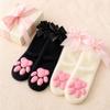 Ribbon Bow Trim Animal Paw Socks Raised Paw Pads Cat Paw Socks Plush Paw Socks  Daily Indoor Wear