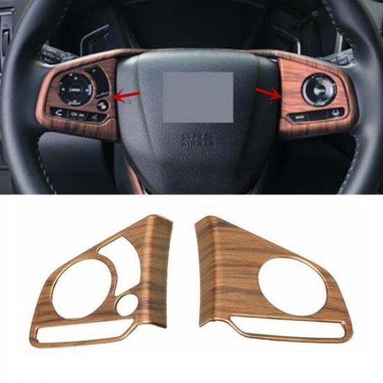 For Honda CR-V CRV 2017-2022 Peach Wood Grain 2X Steering Wheel Decor Cover Trim